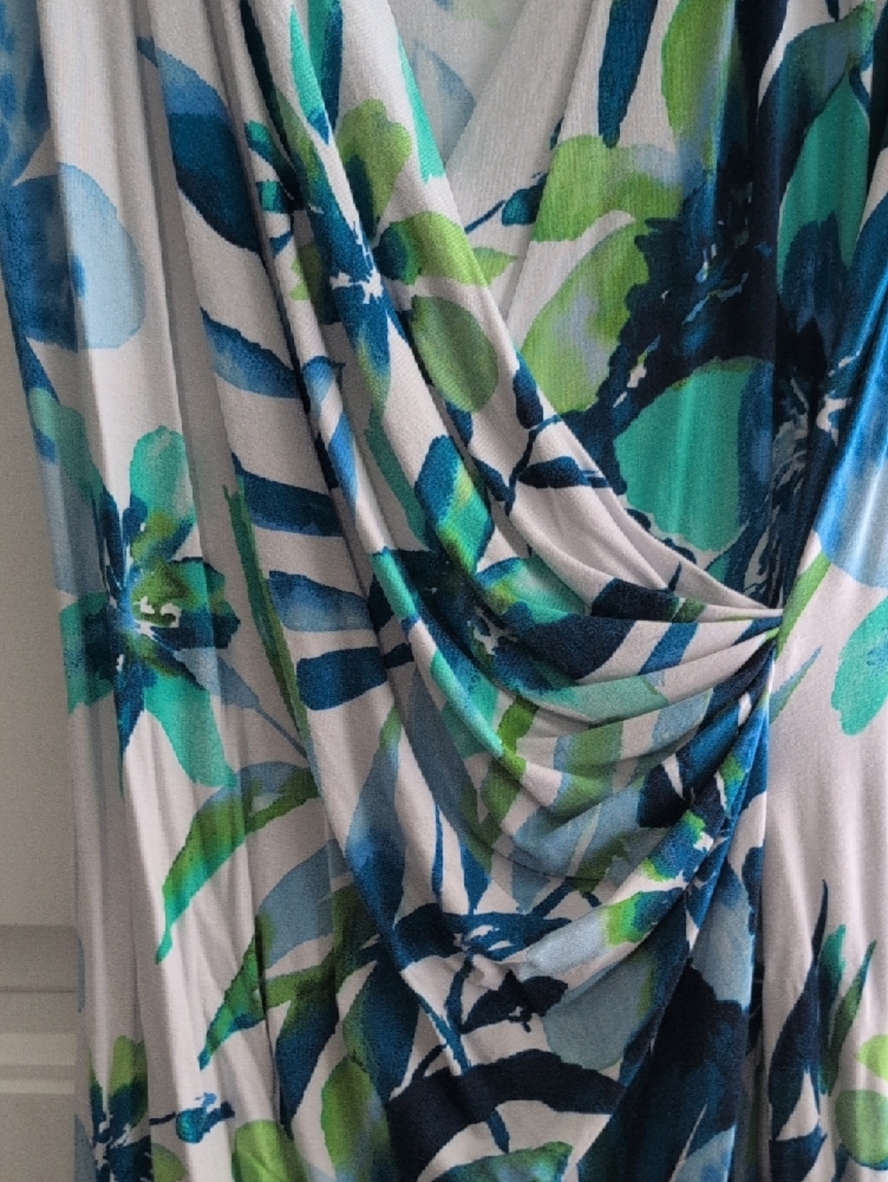 Tommy Bahama Blue & Green Floral Wrap Midi Dress - Picture 4 of 6